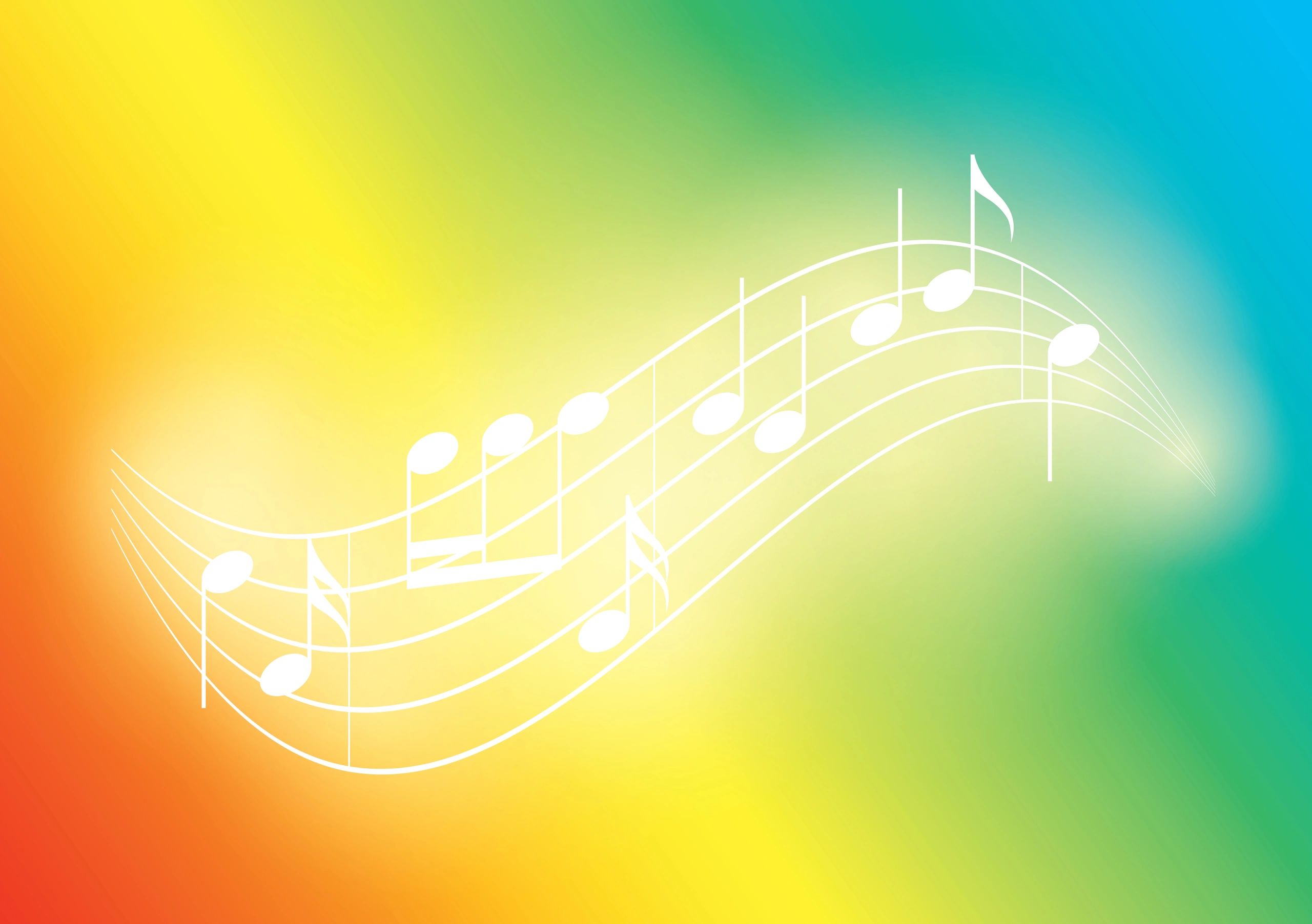 Rainbow music notes background for Kids Renee Show songs page
