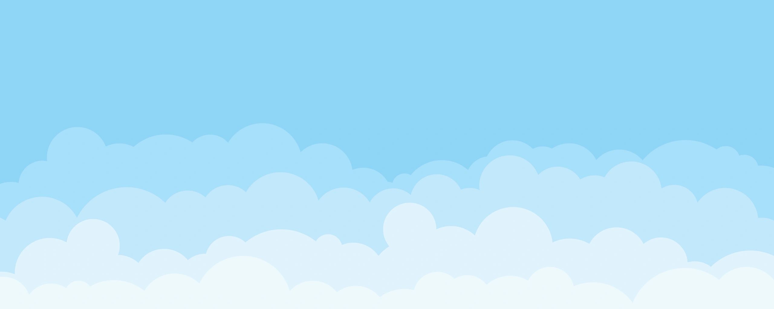 Simple blue sky with fluffy clouds background