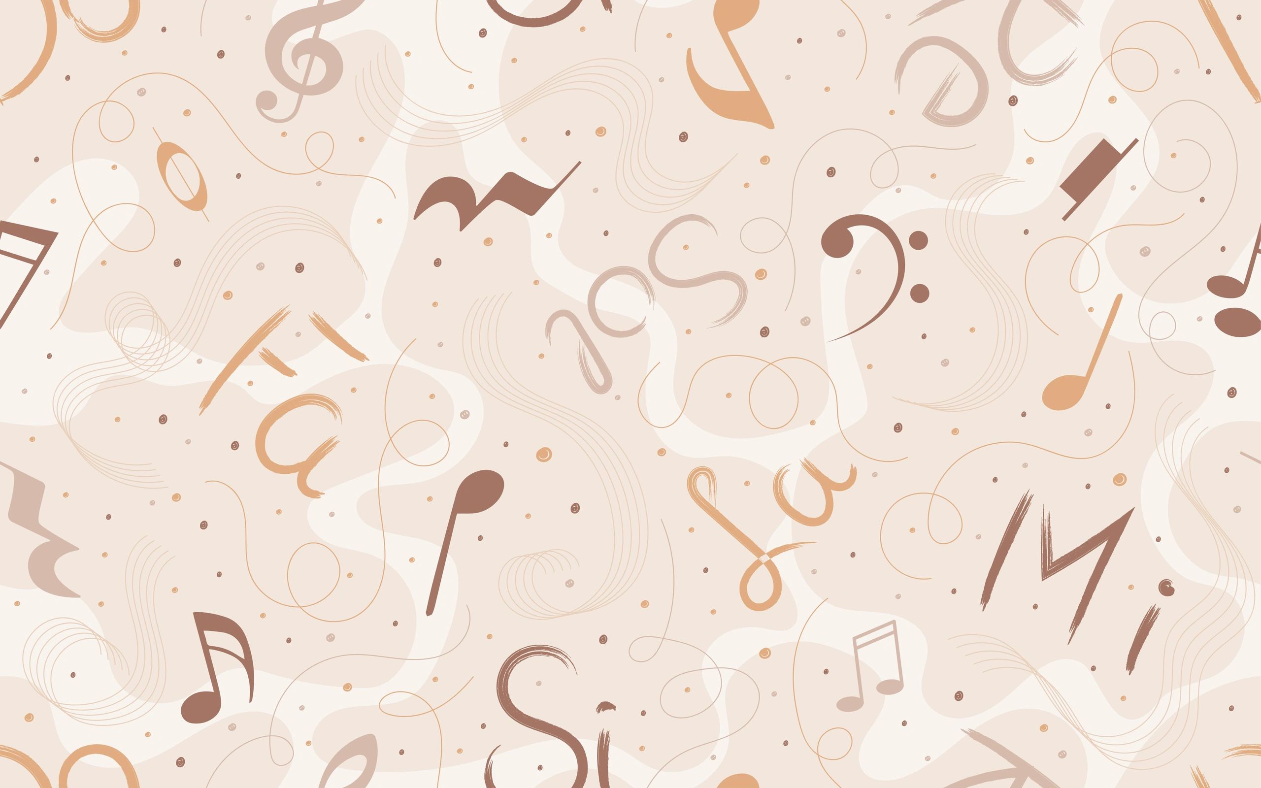 Beige musical seamless pattern background