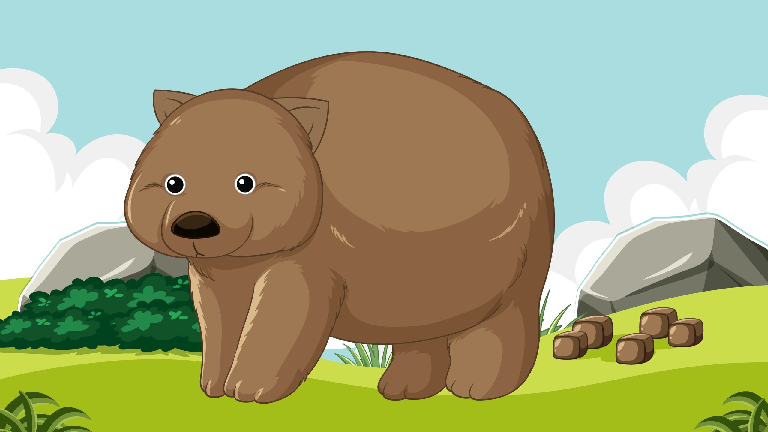 Cute cartoon animal outdoors in bright colours